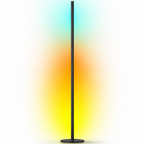 RGB Corner Floor Lamp, 122 cm Aluminum & ABS Smart LED Light Bar with Remote, App Control, Music Sync, Multicolor Modes