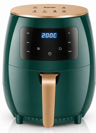 Silver Crest S-18 Air Fryer – XL Capacity, Digital Touchscreen, 4 Preset Functions, Non-Stick Basket, 1400W Power, for 2–4 People - Green