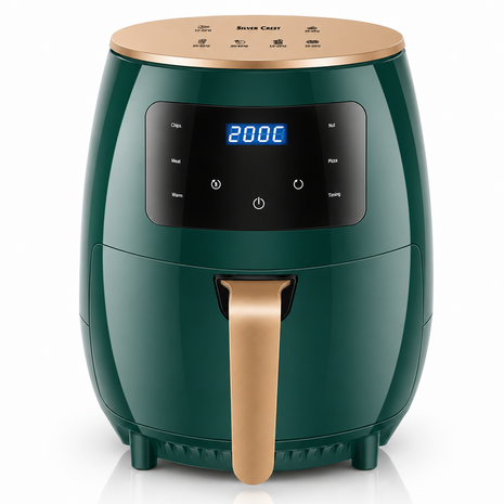 Silver Crest S-18 Air Fryer – XL Capacity, Digital Touchscreen, 4 Preset Functions, Non-Stick Basket, 1400W Power, for 2–4 People - Green