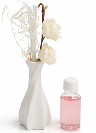 Glass Reed Diffuser  Rose Fragrance with Decorative Flowers, Fragrance Oil Included, Home Fragrance