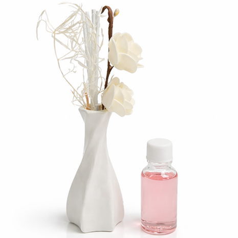 Glass Reed Diffuser  Rose Fragrance with Decorative Flowers, Fragrance Oil Included, Home Fragrance