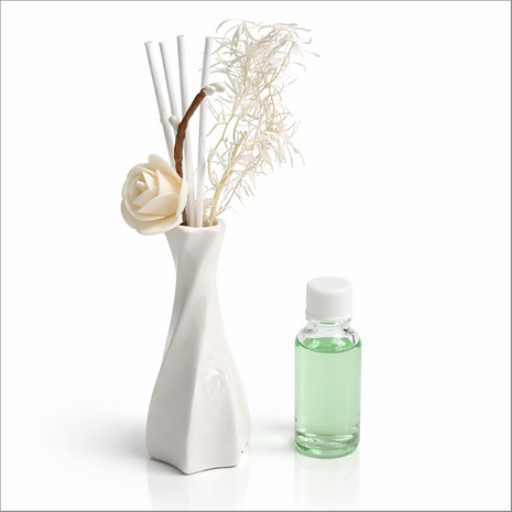 Glass Reed Diffuser Jasmine Fragrance with Decorative Flowers, Fragrance Oil Included,  Home Fragrance