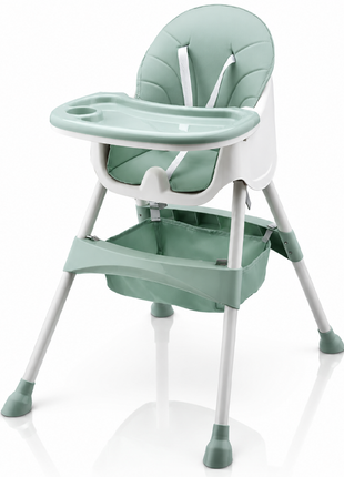 Adjustable Baby High Chair with Removable Feeding Tray, 5-Point Safety Harness & Stain-Resistant Seat Cushion - Green