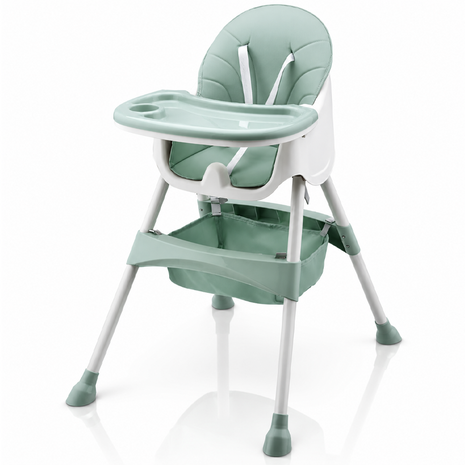Adjustable Baby High Chair with Removable Feeding Tray, 5-Point Safety Harness & Stain-Resistant Seat Cushion - Green