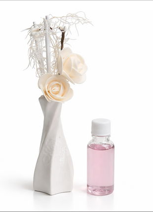 Glass Reed Diffuser Lavender Fragrance with Decorative Flowers, Fragrance Oil Included,Home Fragrance