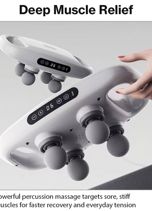 4-Head Percussion Massage Gun, 12W Deep Tissue Massager, USB-C Rechargeable, 20 Speeds, 6 Modes, LCD Display, 120 min Battery