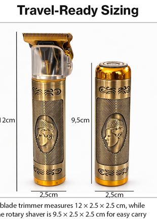 3-in-1 Vintage Grooming Set for Men USB Rechargeable T-Blade Trimmer Rotary Shaver Precision Edger with 3 Guide Combs Li-ion Battery