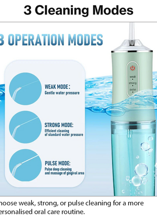 Cordless 230ml Electric Water Flosser, 3 Modes, 4 Jet Tips, Rechargeable Oral Irrigator for Adults Green