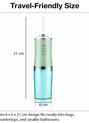 Cordless 230ml Electric Water Flosser, 3 Modes, 4 Jet Tips, Rechargeable Oral Irrigator for Adults Green