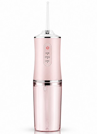 Cordless 230ml Electric Water Flosser, 3 Modes, 4 Jet Tips, Rechargeable Oral Irrigator for Adults Pink