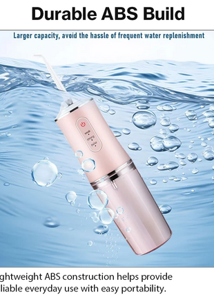 Cordless 230ml Electric Water Flosser, 3 Modes, 4 Jet Tips, Rechargeable Oral Irrigator for Adults Pink