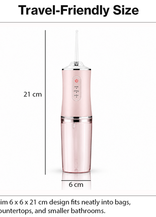 Cordless 230ml Electric Water Flosser, 3 Modes, 4 Jet Tips, Rechargeable Oral Irrigator for Adults Pink
