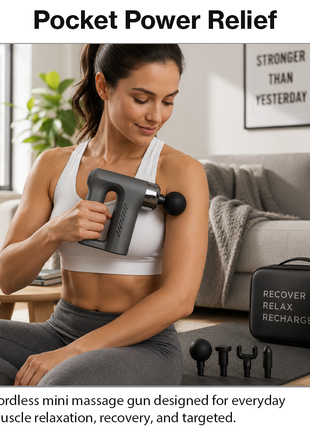 Ultra Mini Speed Deep Tissue Massage Gun with 4 Heads.