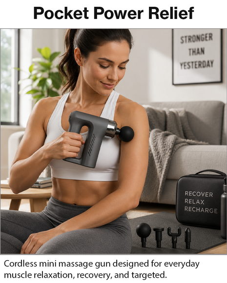 Ultra Mini Speed Deep Tissue Massage Gun with 4 Heads.