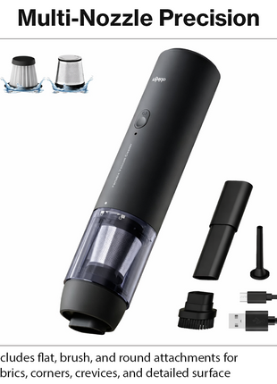 Handheld Dust Mite Vacuum Cleaner USB-C Rechargeable Mattress & Fabric Cleaner with Multi-Nozzle Attachments Low Noise Portable Black