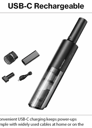 Handheld Dust Mite Vacuum Cleaner USB-C Rechargeable Mattress & Fabric Cleaner with Multi-Nozzle Attachments Low Noise Portable Black