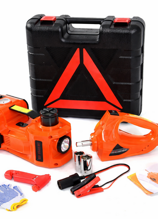5 Ton Electric Car Jack Kit 12V Wrench Pump LED Case