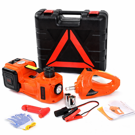 5 Ton Electric Car Jack Kit 12V Wrench Pump LED Case