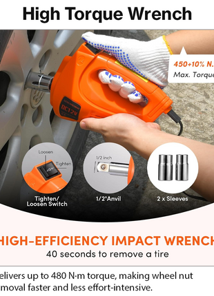 5 Ton Electric Car Jack Kit 12V Wrench Pump LED Case