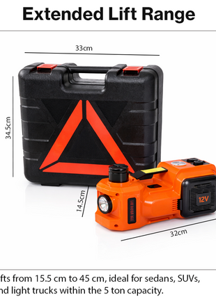5 Ton Electric Car Jack Kit 12V Wrench Pump LED Case