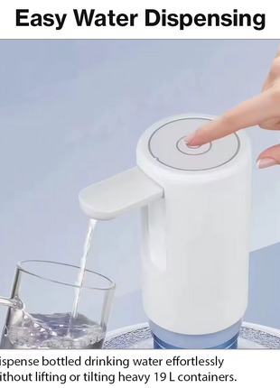 Cordless USB Rechargeable Bottled Water Pump Dispenser for 19 L Containers, 51.5 cm Pipe