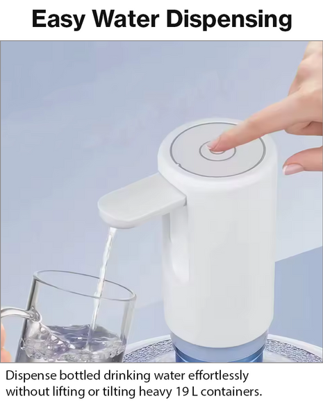 Cordless USB Rechargeable Bottled Water Pump Dispenser for 19 L Containers, 51.5 cm Pipe