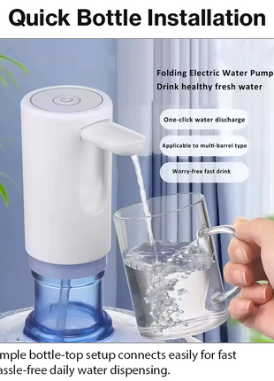 Cordless USB Rechargeable Bottled Water Pump Dispenser for 19 L Containers, 51.5 cm Pipe