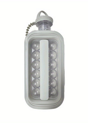 2-in-1 Portable Ice Cube Maker Water Bottle, BPA-Free Food Contact Material, 1.4L Pull-Out Capacity  GREY