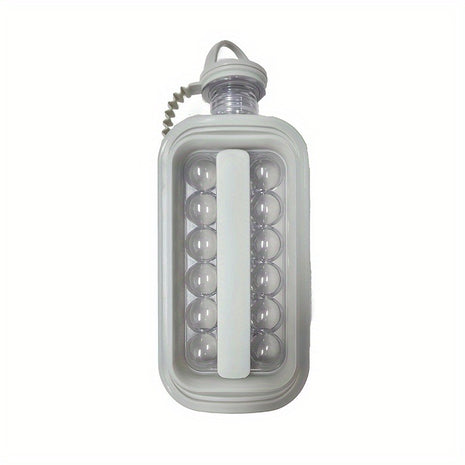 2-in-1 Portable Ice Cube Maker Water Bottle, BPA-Free Food Contact Material, 1.4L Pull-Out Capacity  GREY