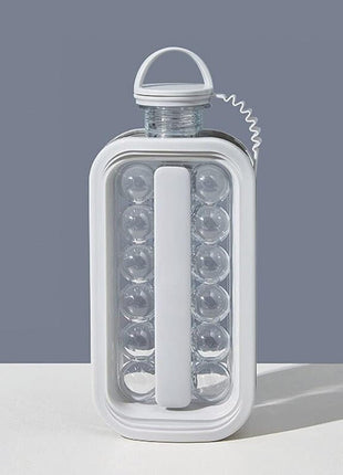 2-in-1 Portable Ice Cube Maker Water Bottle, BPA-Free Food Contact Material, 1.4L Pull-Out Capacity  GREY