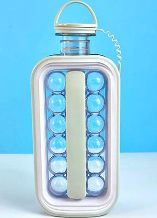 2-in-1 Portable Ice Cube Maker Water Bottle, BPA-Free Food Contact Material, 1.4L Pull-Out Capacity  GREY