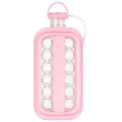 2-in-1 Portable Ice Cube Maker Water Bottle, BPA-Free Food Contact Material, 1.4L Pull-Out Capacity