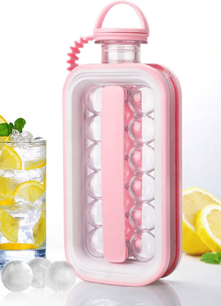 2-in-1 Portable Ice Cube Maker Water Bottle, BPA-Free Food Contact Material, 1.4L Pull-Out Capacity