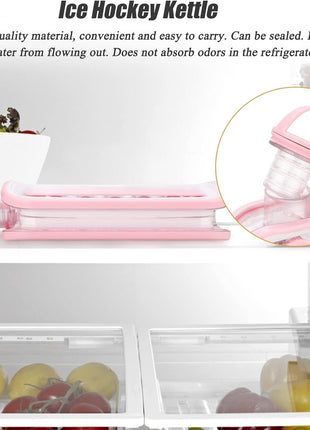 2-in-1 Portable Ice Cube Maker Water Bottle, BPA-Free Food Contact Material, 1.4L Pull-Out Capacity