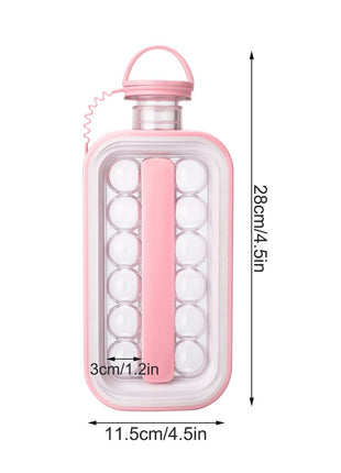 2-in-1 Portable Ice Cube Maker Water Bottle, BPA-Free Food Contact Material, 1.4L Pull-Out Capacity