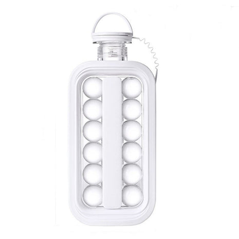 2-in-1 Portable Ice Cube Maker Water Bottle, BPA-Free Food Contact Material, 1.4L Pull-Out Capacity white