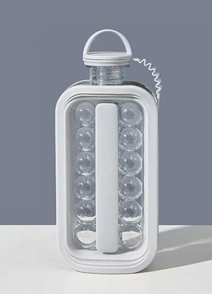 2-in-1 Portable Ice Cube Maker Water Bottle, BPA-Free Food Contact Material, 1.4L Pull-Out Capacity white
