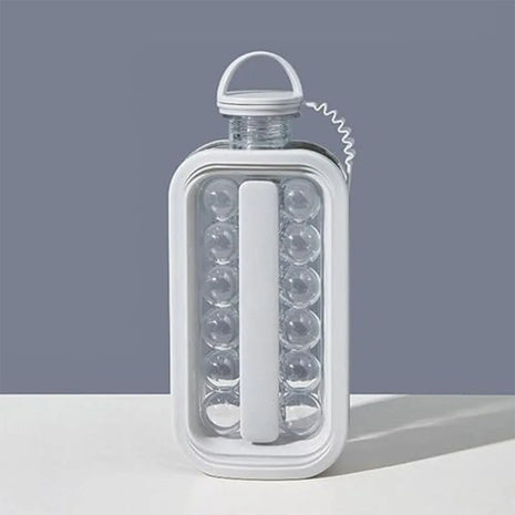 2-in-1 Portable Ice Cube Maker Water Bottle, BPA-Free Food Contact Material, 1.4L Pull-Out Capacity white