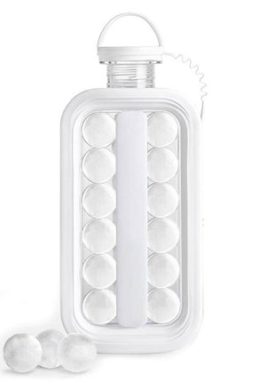 2-in-1 Portable Ice Cube Maker Water Bottle, BPA-Free Food Contact Material, 1.4L Pull-Out Capacity white