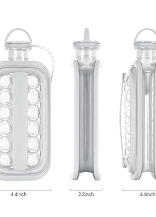 2-in-1 Portable Ice Cube Maker Water Bottle, BPA-Free Food Contact Material, 1.4L Pull-Out Capacity white