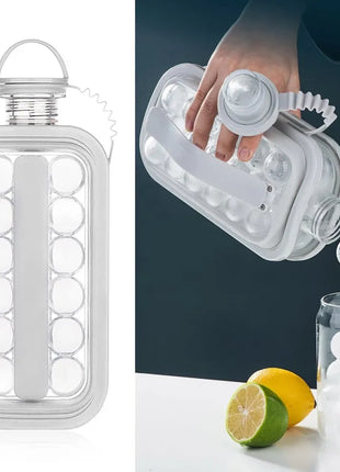 2-in-1 Portable Ice Cube Maker Water Bottle, BPA-Free Food Contact Material, 1.4L Pull-Out Capacity white