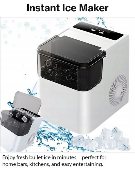 Automatic Ice Maker 1.6L – 2 Cube Sizes – Fast Cooling – Portable
