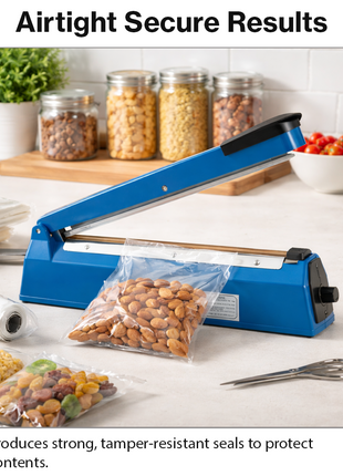 Plastic Film Sealer 300mm – Metal Body Heat Bag Sealer with Adjustable Timer – Blue