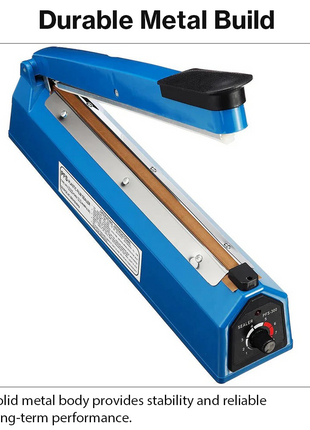 Plastic Film Sealer 300mm – Metal Body Heat Bag Sealer with Adjustable Timer – Blue