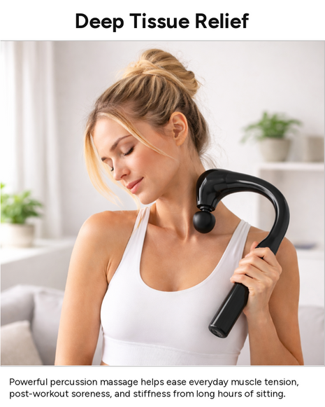 Deep Tissue Massage Gun with LCD Display, 4 Interchangeable Heads, 3 Modes & 6 Speeds up to 3000 RPM, USB-C Rechargeable Handheld Percussion Massager