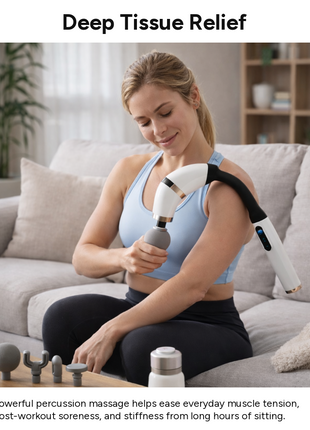 Deep Tissue Massage Gun with LCD Display, 4 Interchangeable Heads, 3 Modes & 6 Speeds up to 3000 RPM, USB-C Rechargeable Handheld Percussion Massager