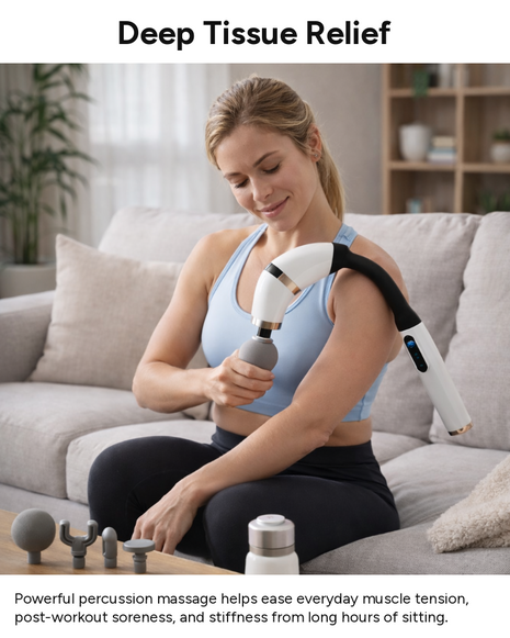 Deep Tissue Massage Gun with LCD Display, 4 Interchangeable Heads, 3 Modes & 6 Speeds up to 3000 RPM, USB-C Rechargeable Handheld Percussion Massager