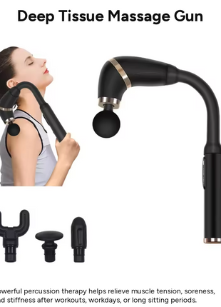 Deep Tissue Massage Gun with LCD Display, 4 Interchangeable Heads, 3 Modes & 6 Speeds up to 3000 RPM, USB-C Rechargeable Handheld Percussion Massager