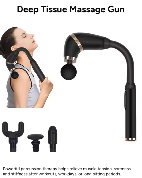 Deep Tissue Massage Gun with LCD Display, 4 Interchangeable Heads, 3 Modes & 6 Speeds up to 3000 RPM, USB-C Rechargeable Handheld Percussion Massager