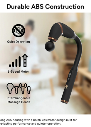 Deep Tissue Massage Gun with LCD Display, 4 Interchangeable Heads, 3 Modes & 6 Speeds up to 3000 RPM, USB-C Rechargeable Handheld Percussion Massager